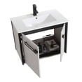 thumbnail image 3 of Fine Fixtures Oakville 30 in. W x 18 in. D x 33 in. H Wall Mounted Bathroom Vanity in Mild Grey Oak with White Ceramic Sink - Black hardware, 3 of 8