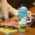 thumbnail image 6 of Lsque Mario Pattern 40 OZ Ice Bully Cup with Handle and Straw, Double Wall Stainless Steel Tumbler Travel Coffee Cup with Lid for Christmas Present, 6 of 8
