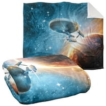 Star Trek Blanket, 50"x60", Final Frontier Silky Touch Sherpa Back Super Soft Throw Blanket