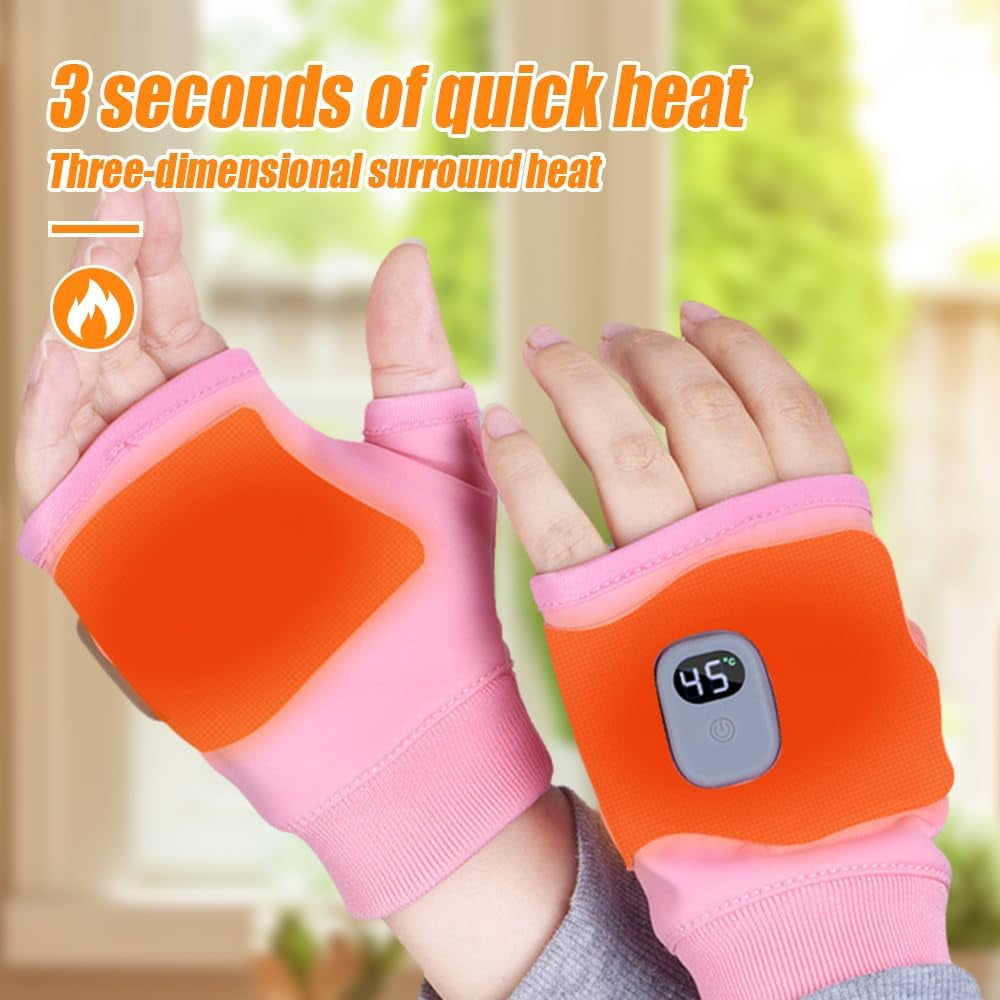 Heated Fingerless Gloves, Upgraded Smart Thermostatic Electric Heated Fingerless Gloves Rechargeable, Winter Hand Warmer for Work Cycling Skiing Outdoor Snow