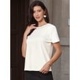 thumbnail image 4 of DARING DIVA Women's Tweed Neck Tops 2026 Short Sleeve Summer Elegant Blouse L White, 4 of 6