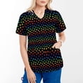 thumbnail image 2 of JINMGG Womens Tops Clearacne Women Tops Short Sleeve V-neck Tops Working Uniform Tie-Dye Gradient Rainbow Floral Print with Fours Pockets Blouse, 2 of 6