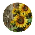 thumbnail image 2 of JEUXUS  Sunflower Woodenboard Round Fitted Tablecloth with Elastic Protector Table Cloth Kitchen Dinner Waterproof Oil-Proof Table Covers Small, 2 of 7