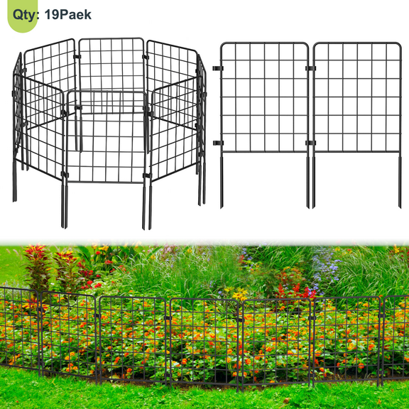 19 Piece Non-Digging Decorative Fence tall garden fence Animal Fence Garden Detachable Fence Anti-scab metal Animal Barrier Ground Pile Fence