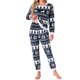 thumbnail image 1 of Conjuntos de pijama para mujer INSPIRE CHIC, parte superior de manga larga y pantalones de franela impresos, pijama térmico de Navidad de 2 piezas, 2XL, color azul marino con copos de nieve, 1 of 6