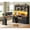 Black+Brown, variant on 69" Farmhouse L Shaped Standing Desk with 4 Drawers and Detachable Bookshelf, Height Adjustable Computer Desk for Home Office