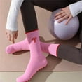 thumbnail image 5 of 3 Pairs Cute Pilates Socks with Grips for Women Non Slip Yoga Socks Grippy Crew Socks Embroidery Pattern for Workout Ballet, 5 of 6
