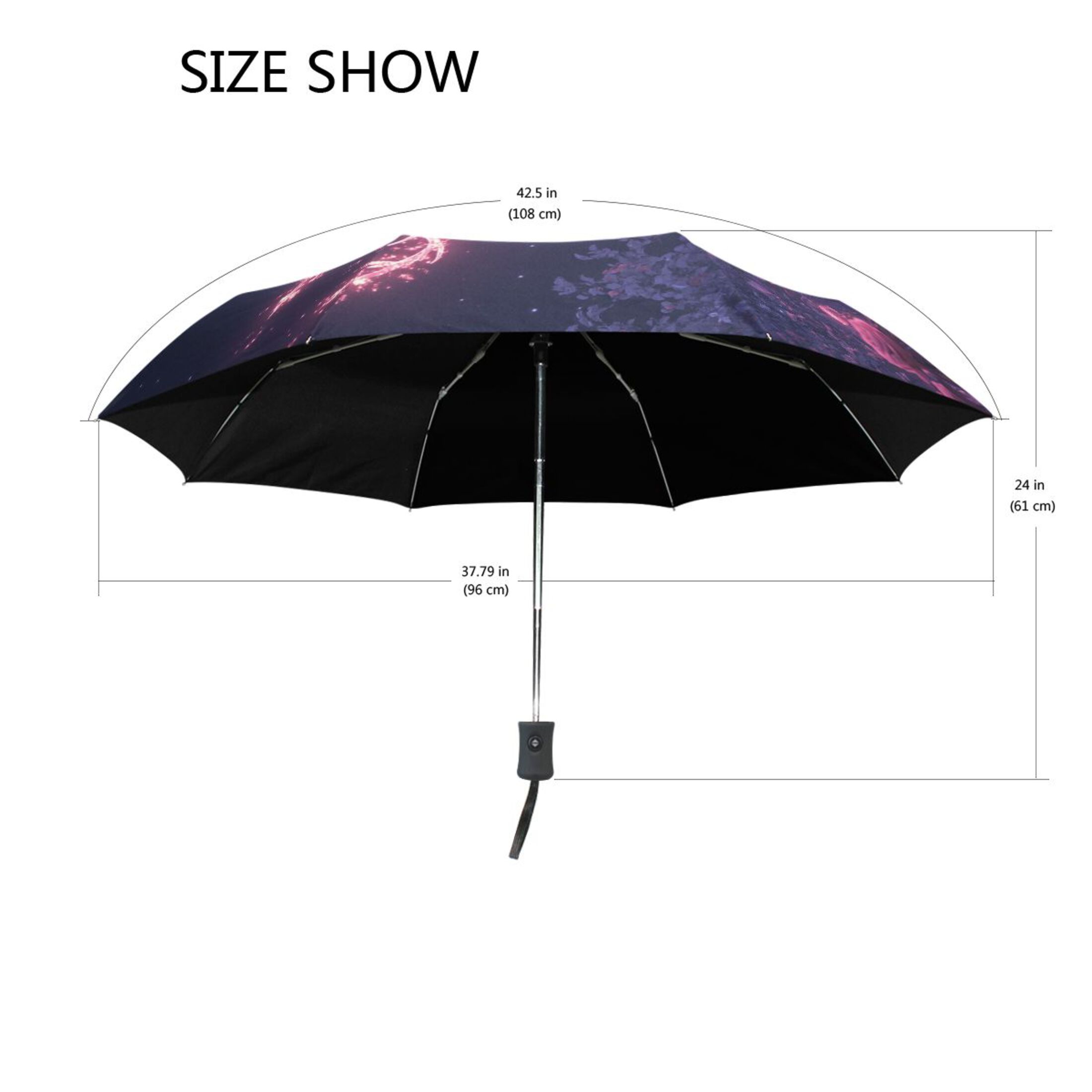 YAZAOO One-Touch Auto Open Close Rain Umbrella With Creative Glowing Deer in Magical Forest Pattern