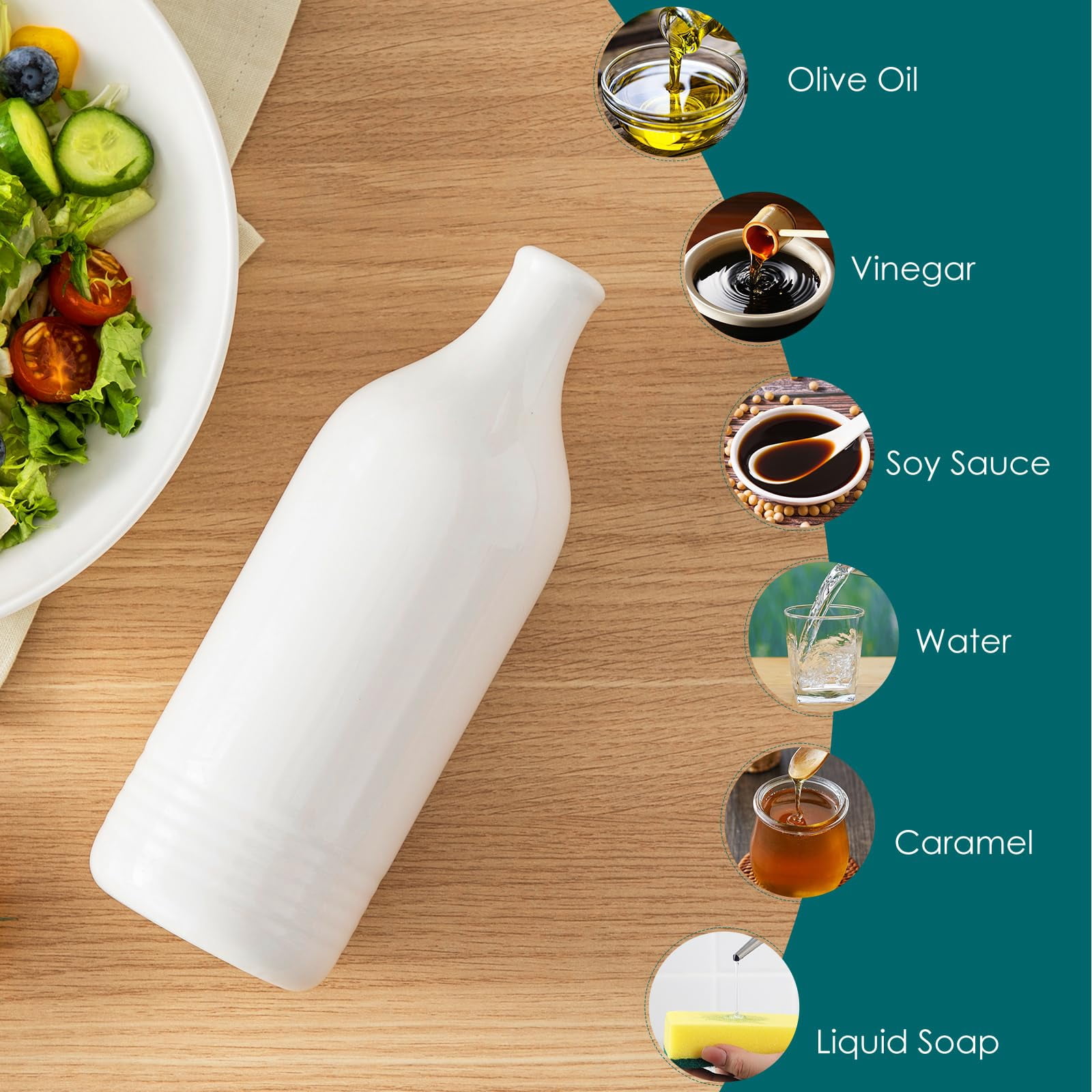NexTone 20 Oz Ceramic Olive Oil Dispenser Bottle, Bottle Dispenser with Spout and Funnel for Kitchen,Suitable for Oil, Vinegar, Coffee Syrups & Other Liquids,Cream