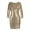 Gold, variant on Women's 3/4 Sleeve V Neck Sequin Sparkle Glitzy Glam Wedding Party Dress Flapper Evening Club Cocktail Bodycon Clubwear S Silver