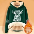 thumbnail image 2 of Puliio Womens Plus Size Hoodies Cute Cow Print Casual Fashion Plus Thick Long Sleeved Hoodie Soft Added Fleece Warm Comfortable Drawstring Hoody Pullover With Pocket, 2 of 4