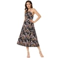 thumbnail image 1 of Vestido midi bohemio con cuello halter y cintura recortada de verano para mujer Multicolor Negro XL, 1 of 5