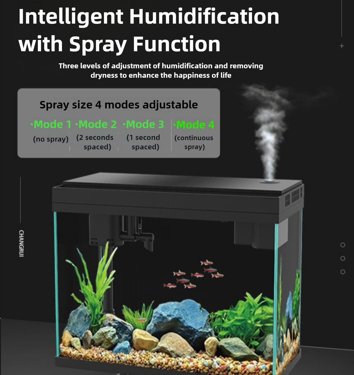 Rechale Smart Fish Tank, 2.4 gal UHD Clear Glass Aquarium with Smart Touch Control, 3-in-1 Silent Pump,7 Color Gradation RGB Lights, Multi-Layer Filtration System,Perfect for Home, Office, and Decor
