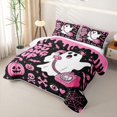 thumbnail image 3 of Feelyou Kawaii Ghost Pumpkin Twin Quilt Set, Spooky Drip Spider Twin Coverlet Set, Black Pink, 2-Piece, 1 Comforter and 1 Pillowcase, 3 of 7