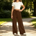 thumbnail image 2 of Txenfivo Girls Wide Leg Pants, Casual Pull-On Corduroy Elastic Waist Pants for Girls School and Everyday Wear, Sizes 5-16, 2 of 5