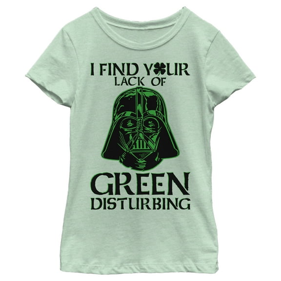 Girl's Star Wars St. Patrick's Day Darth Vader I Find your Lack of Green Disturbing  Graphic Tee Mint Small