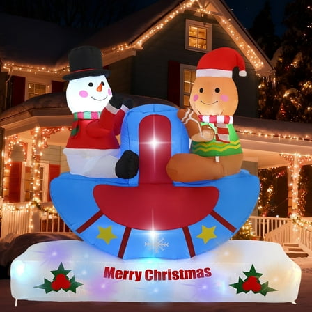 InfleasJoiy 6FT Seesaw Snowman Christmas Outdoor Inflatable