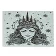thumbnail image 1 of Queen Cutting Board, Fantasy Snow Queen Hand Drawn Art Winter Boho Mythical Print, Decorative Tempered Glass Cutting and Serving Board, Small Size, White and Black, by Ambesonne, 1 of 1