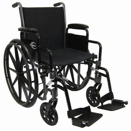 Karman Healthcare LT-700NT LT-700T 16 in. Height Adujustable Seat 36 lbs. Lightweight Steel Wheelchair with Removable Armrest