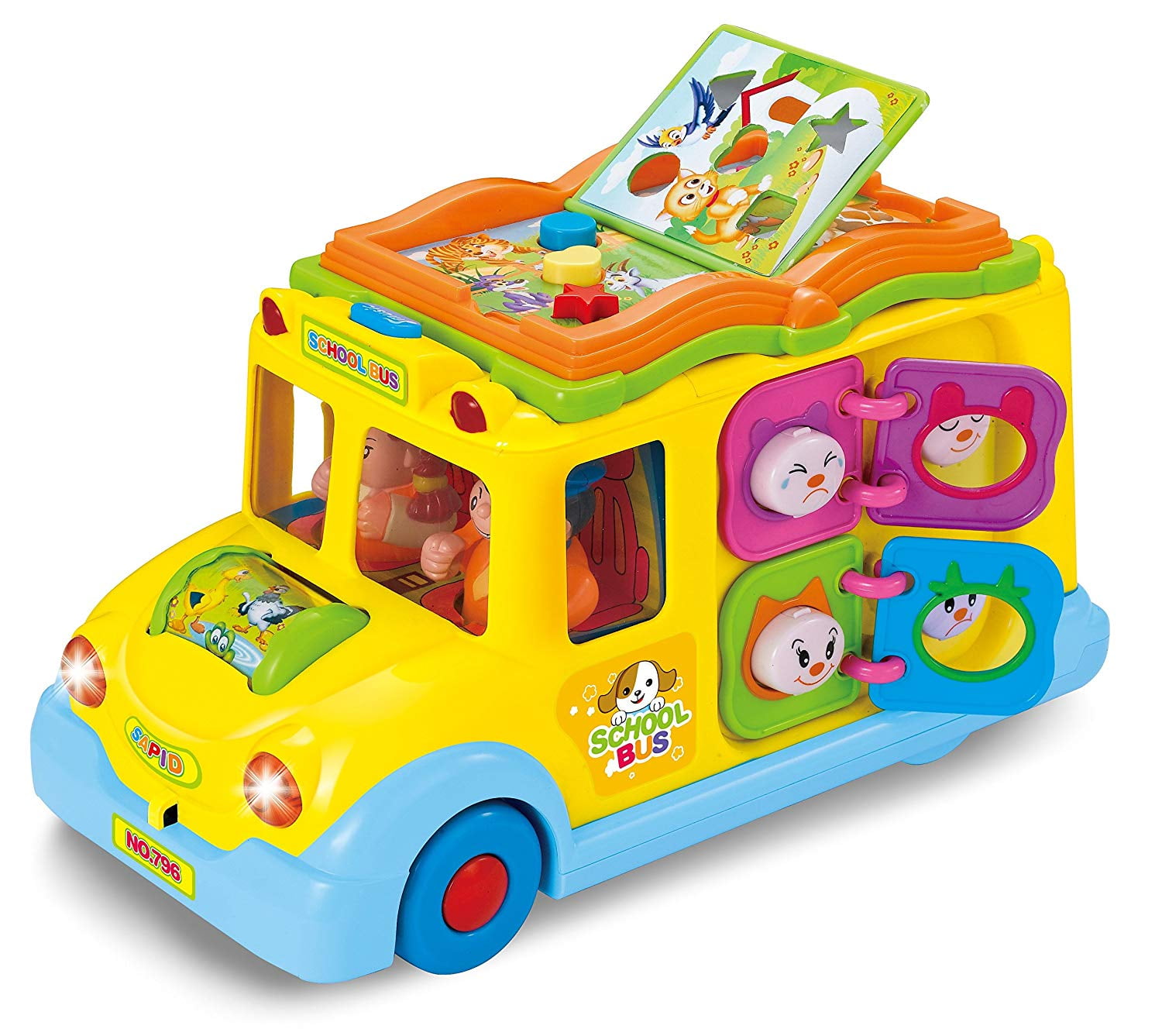 Techege Learn n Play School Bus Toy for Boys and Girls with Bump n Go