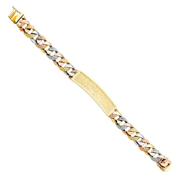14K 3C Nugget Cuban ID Bracelet - 8.5"