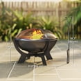 thumbnail image 3 of Outsunny Foyer Extérieur Rond avec Couvercle, Foyer Portable, Noir, 3 of 10