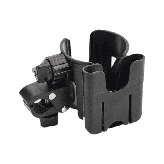 2-in-1 Adjustable  Walker Cup Holder with Phone Holder for Wheelchair Walker Bike Scooter, Black