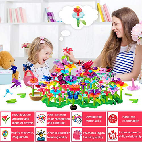 Toys for 3 4 5 6 Year Old Girls Preschool Activities Christmas & Birthday Gifts for Toddlers and Kids Flower Garden Building Toys 51 PCS 