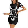 thumbnail image 1 of Furries Ruin Everything Robe Évasée Col Carré Robe Élégante Mode Féminine Imprimée Robe Fourrure Fourrure Anthro, 1 of 5