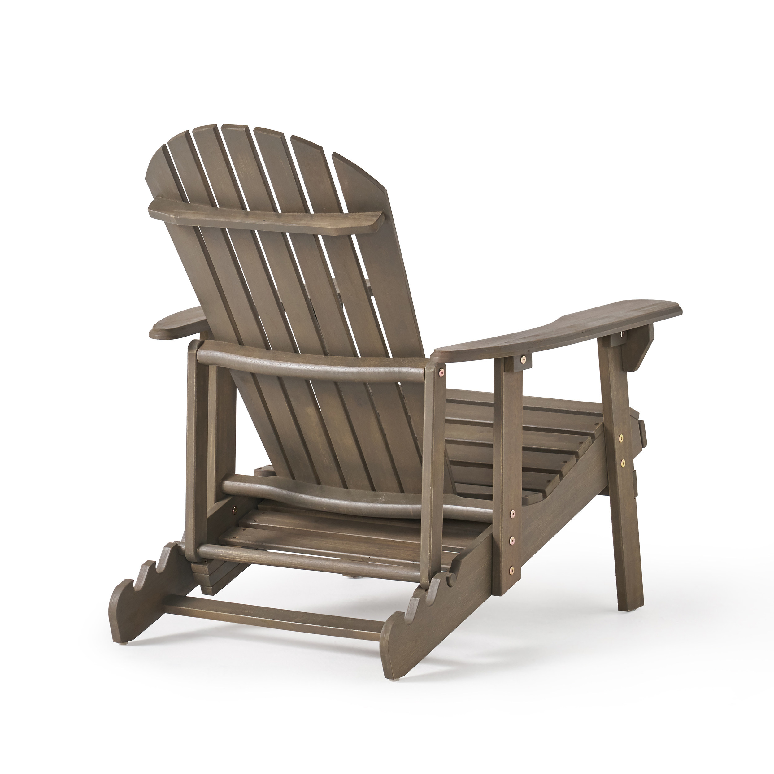 Munoz Reclining Wood Adirondack Chair with Footrest, Grey