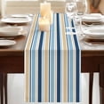 thumbnail image 3 of Table Runners 120 Inches Long Dress Scarves, Blue Khaki Striped Farmhouse Coffee/Dining/Kitchen Table Runner for Living Room, Farmhouse Stripes Modern Abstract Art 13x120 Inch, 3 of 9
