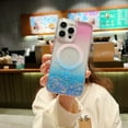 thumbnail image 5 of Mantto for iPhone 15 Case Magnetic Phone Cases [Compatible with Magsafe], Soft Luxury Gradient Glitter Crystal Rubber Silicone Bling Shockproof Cover for Women Girls, Blue+Blue, 5 of 14