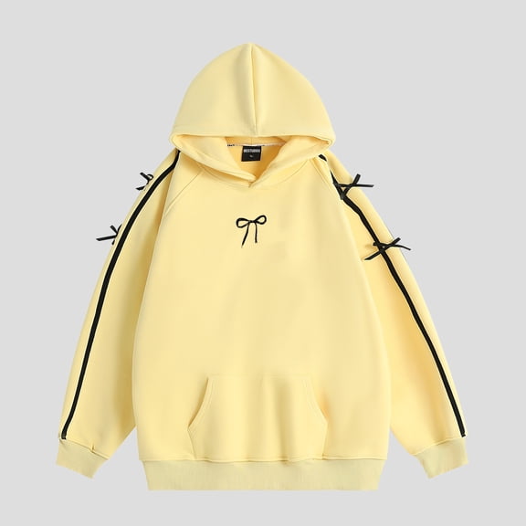 2026 New Unisex Loose-fitting Fleece Hoodie - Bow Tie Long-sleeved Sweatshirt