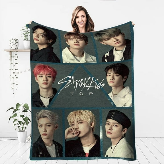 BTSS Blanket Gifts - 60" x 50" Inches Cartoon Bangtan Flannel Throw Blanket for Boys Girls- Soft Furry Blankets Gift for Sofa