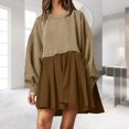 thumbnail image 1 of Women Crewneck Ruched Dress Pullover Casual Daily Commuting Dress (Army Green S), 1 of 9