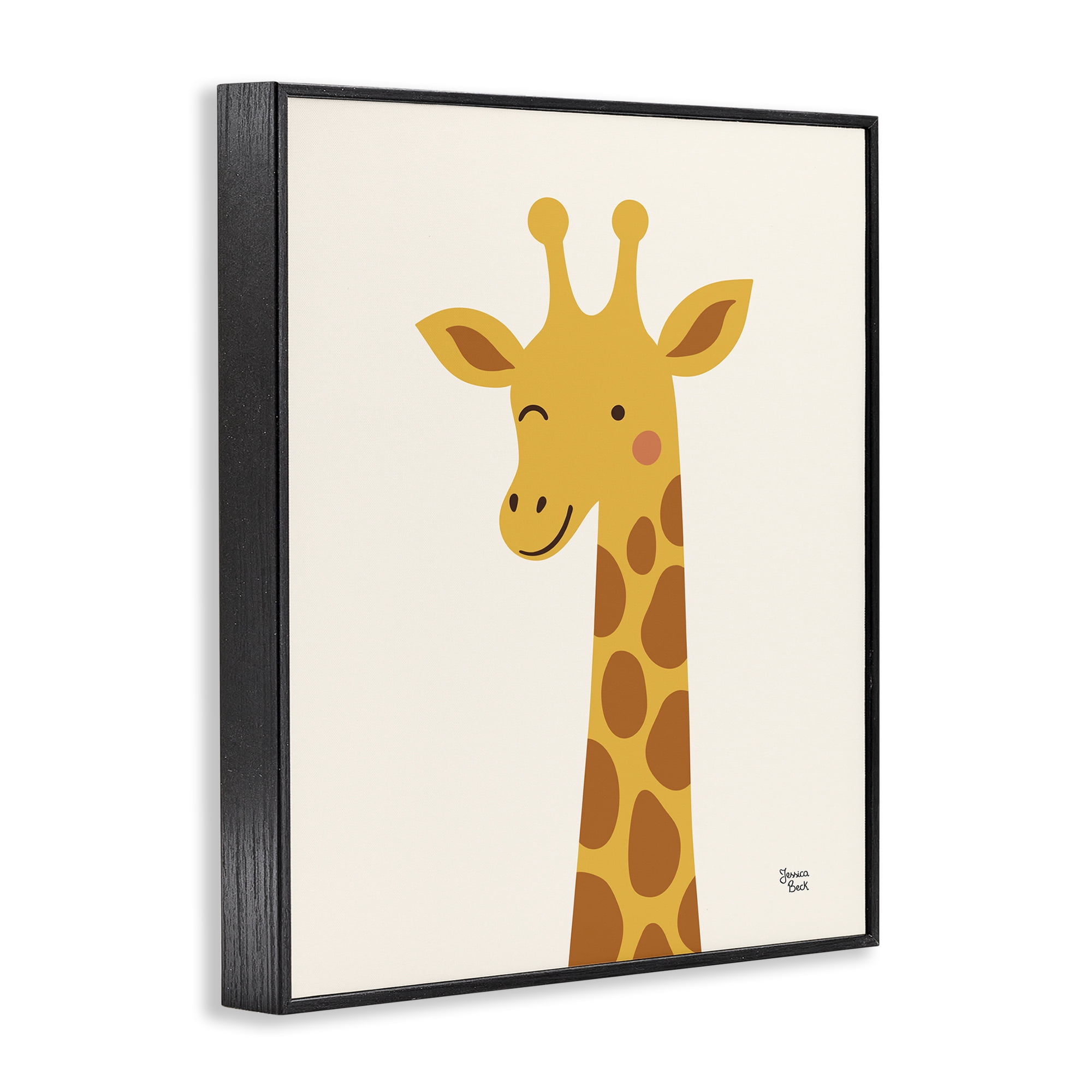 Stupell Industries Winky Giraffe Portrait Black Framed Giclee Art, design by Jessica Beck