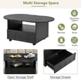 thumbnail image 6 of MAYEERTY Flexible Cream Style Coffee Table with 2 Brake Wheels, Cloud Top Side Table with Drawer, Irregular Center Table with Large Storage for Living Room, Black, 39.37''x 23.6'', 6 of 9