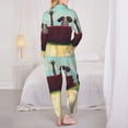thumbnail image 3 of KLL Elehpant And A Giraffe Looking At The Sea Print Women's Long Sleeve Pajamas with Pants Sleepwear Loungewear 2 Set-XX-Large, 3 of 8