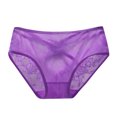 thumbnail image 2 of Gibobby Ropa interior de encaje sexy Bragas transparentes de malla bordadas ahuecadas de encaje sexy para mujer Ropa interior de cintura de talla grande(Morado,M), 2 of 5