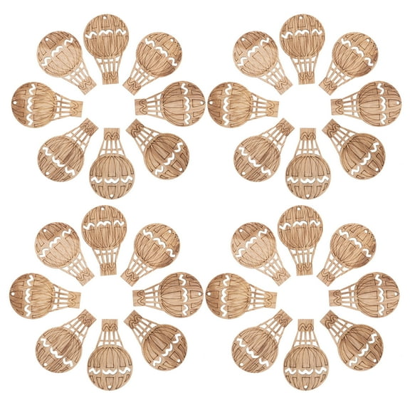 FRCOLOR Hemoton 30pcs Hot Air Balloon Shaped Wooden Slices Craft Accessory Ornament Carved Wood Cutouts Decoration Diy Material with Hole