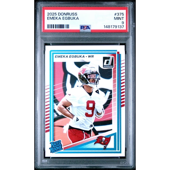 Graded 2025 Panini Donruss Emeka Egbuka #375 Rookie RC Football Card PSA 9 Mint