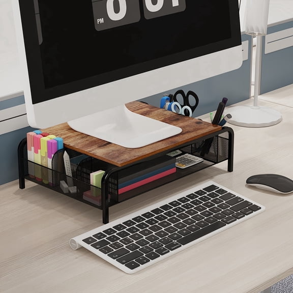 Display Height Storage Rack / Desk Monitor Stand Riser with Drawer