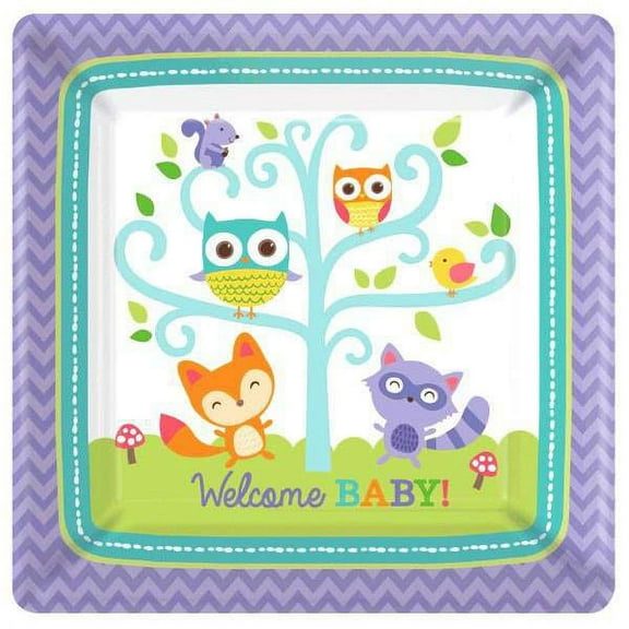 Baby Shower 'Woodland Welcome' Large Paper Plates (8ct)