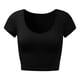 thumbnail image 5 of Crop top de manga corta para mujer - Camiseta ajustada de cuello redondo para uso informal/playa (S-XL), 5 of 5