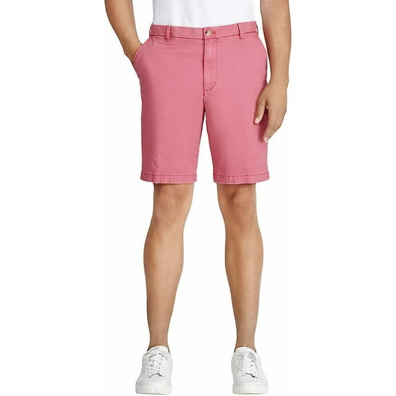 IZOD Mens Mid-Weight Saltwater Flat Front Stretch Chino Short (Red,34)