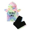 ZIYIXIN Girl's Tie-dye Letter Hooded T-shirt Contrast Color Trousers