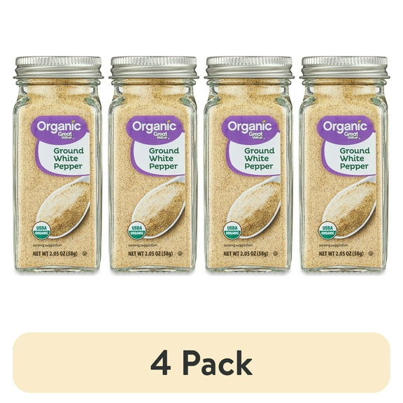 (4 pack) Great Value Organic Ground White Pepper, 2.05 oz