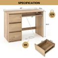 thumbnail image 3 of Costway Computer Desk with Outlet Keyboard Tray & 3 Large Drawers Type-C & USB Ports, 3 of 10