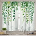 thumbnail image 2 of Ambesonne Eucalyptus Valance & Curtain 3 Pcs Set, Cascading Branches Leaf, 55"x36", Fern Green White, 2 of 7