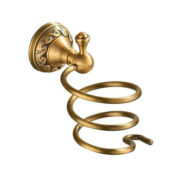 Antique Brass Bathroom Accessories Set Shelf Towel Bar Cup Holders Hairdryer Rack Tissue Holder
